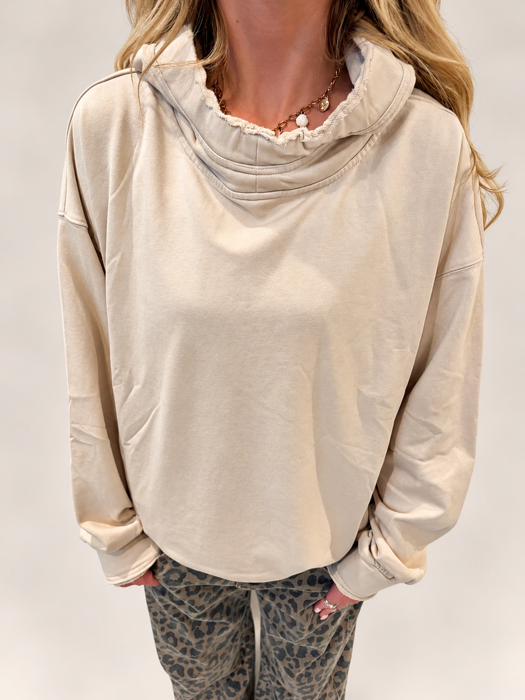 French Terry Mock neck Hoodie