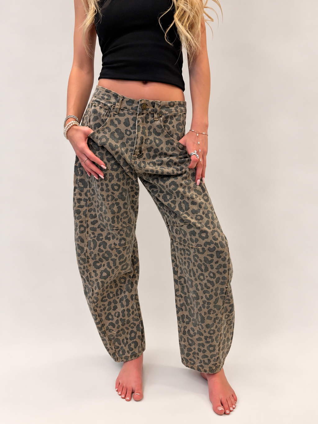 Leopard Barrel Jeans