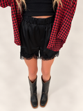 Satin Lace Trim Shorts