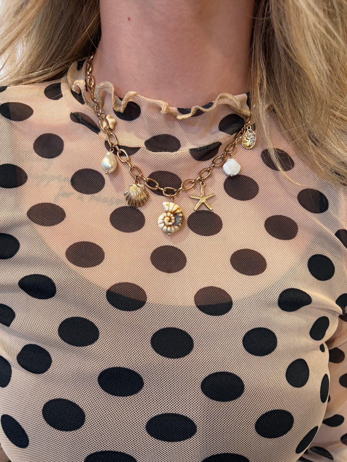Polka Dot Mesh Top